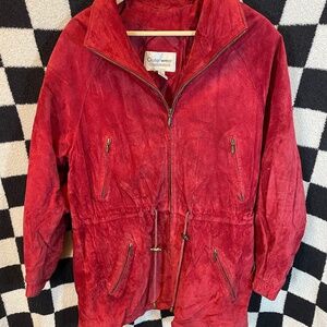 Vintage Outwear Essentials Genuine Suede Leather Burgundy Jacket Women's Medium